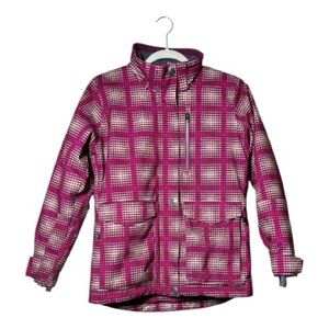 Boulder Gear Cozy Kids' Pink and White Checkered Puffer Snowboarding Jacket